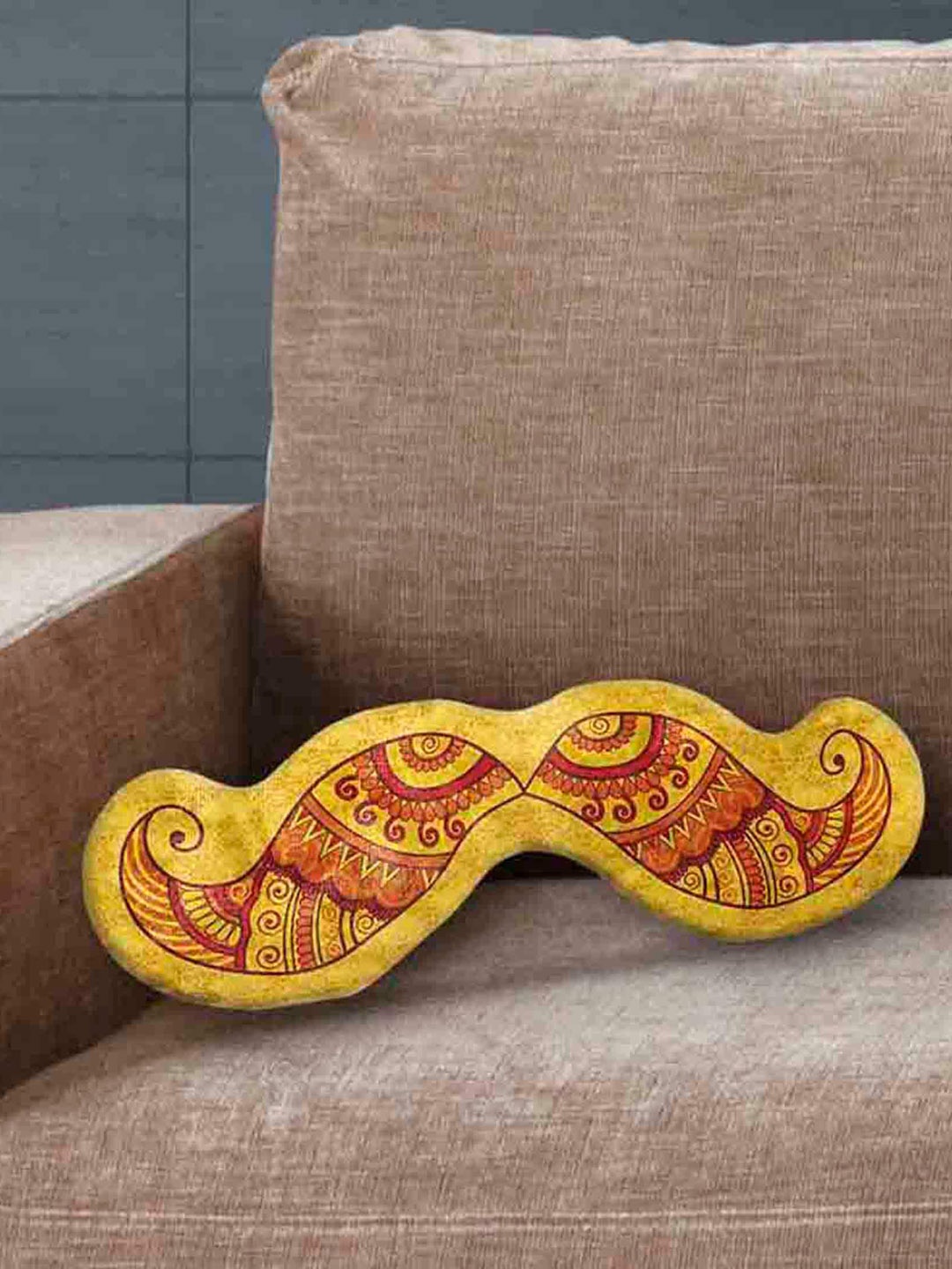 

LA VERNE Yellow & Red Moustache Shaped Cushion