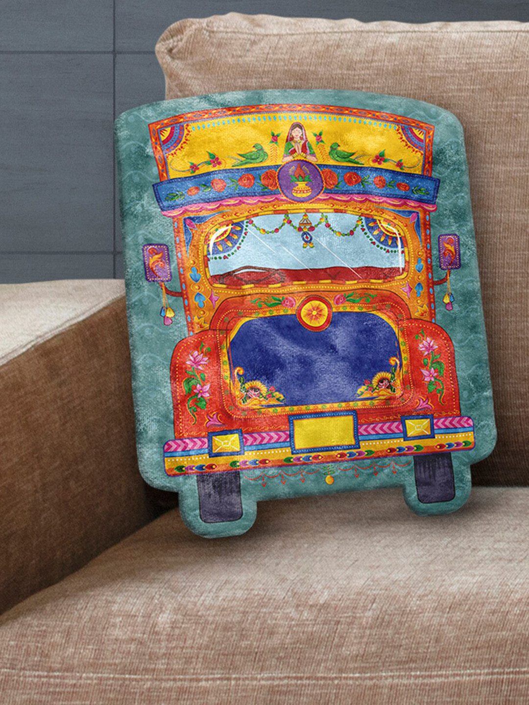 

LA VERNE Yellow & Blue Velvet Cushion with Filler
