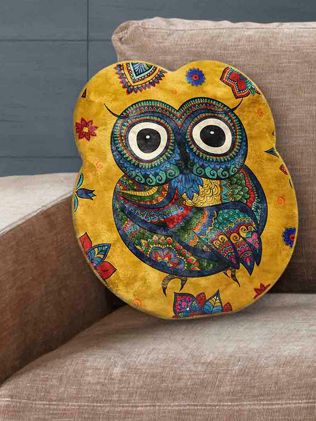 

LA VERNE Blue & Yellow Valvet Shaped Cushion with Filler