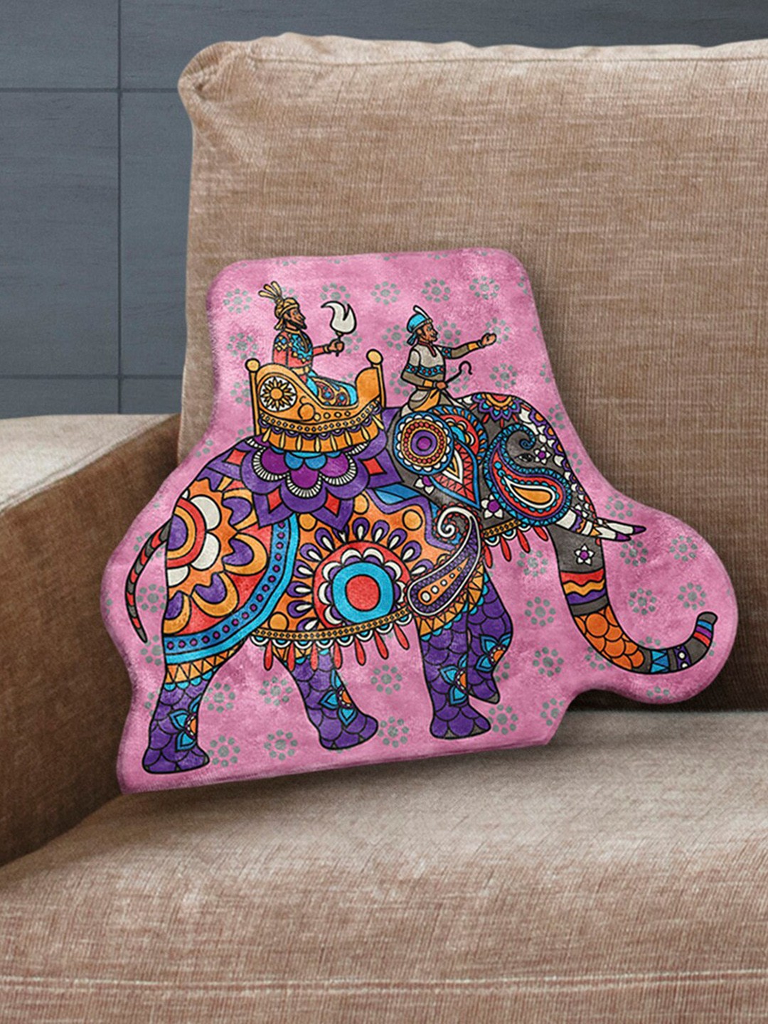 

LA VERNE Multicoloured Printed Velvet Cushion with Filler, Multi
