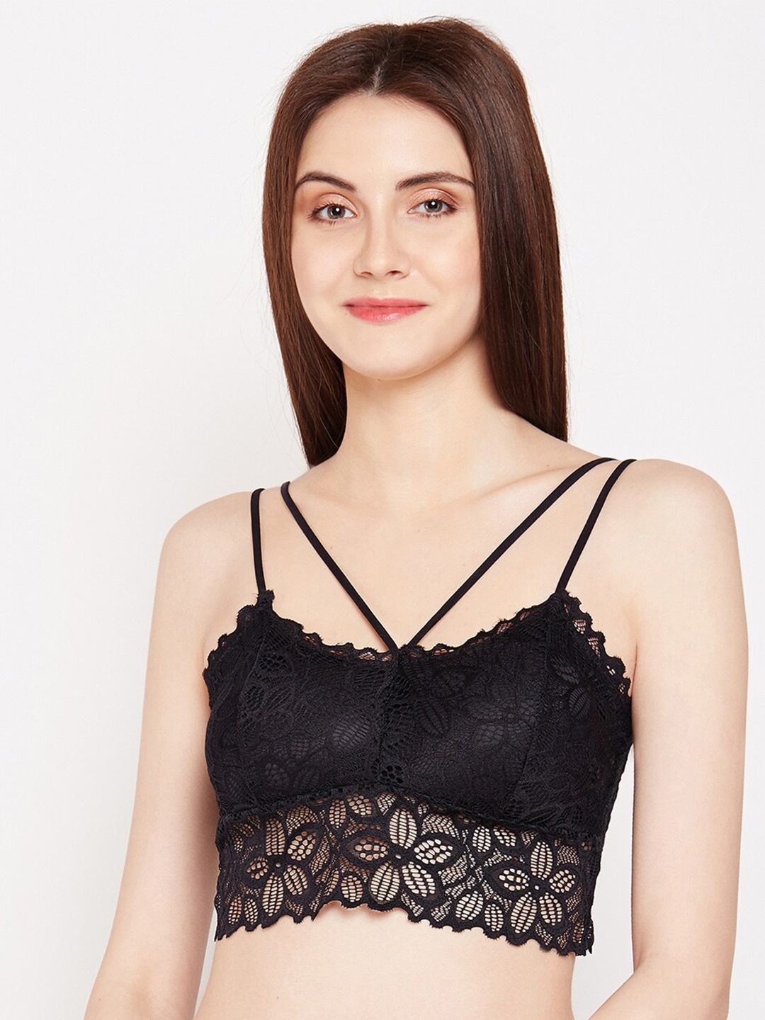 

Lebami Black Floral Lace Bralette Bra