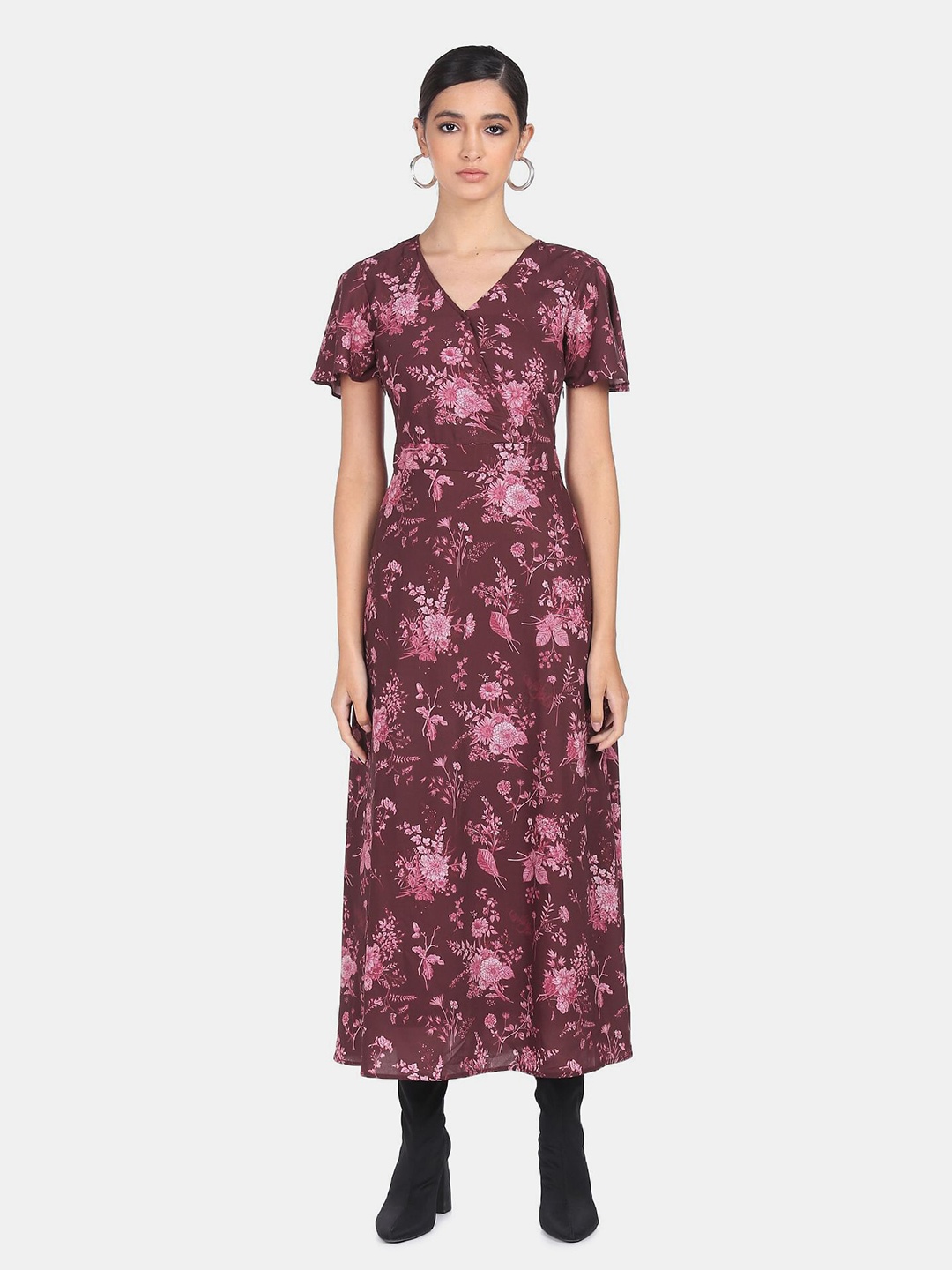 

SHFFL Burgundy Floral Midi Dress