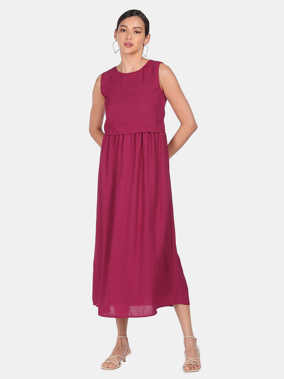 

SHFFL Burgundy A-Line Midi Dress
