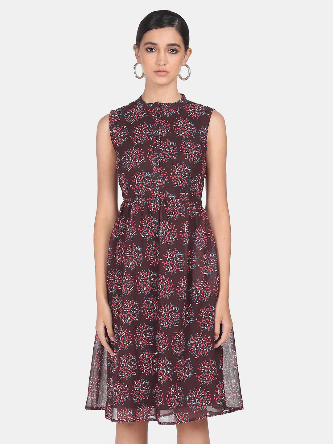 

SHFFL Maroon & Blue Printed Dress