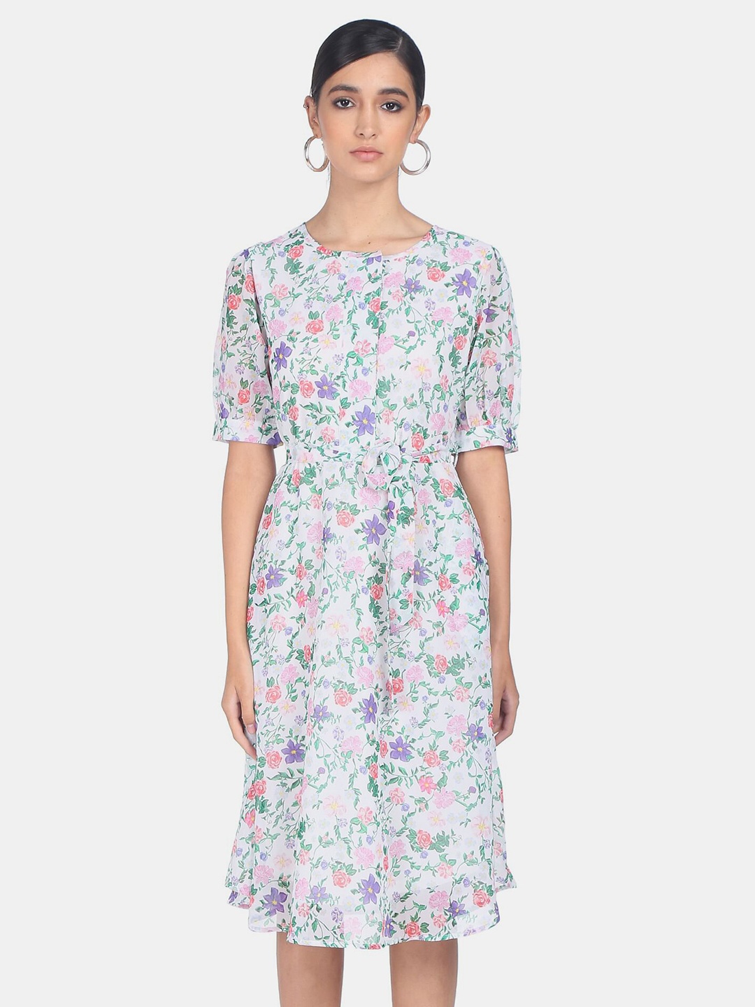 

SHFFL White Floral Midi Dress