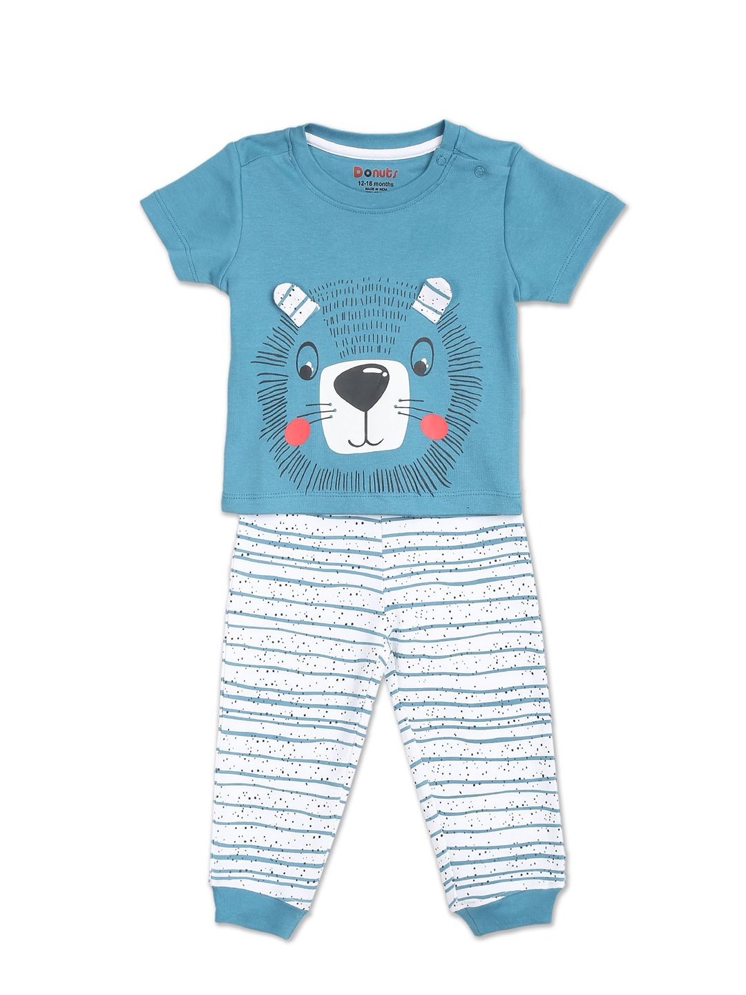 

Donuts Boys Blue & White Printed Co-ords Set