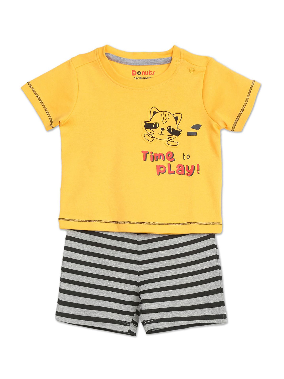 

Donuts Boys Assorted Printed Cotton T-shirt with Shorts