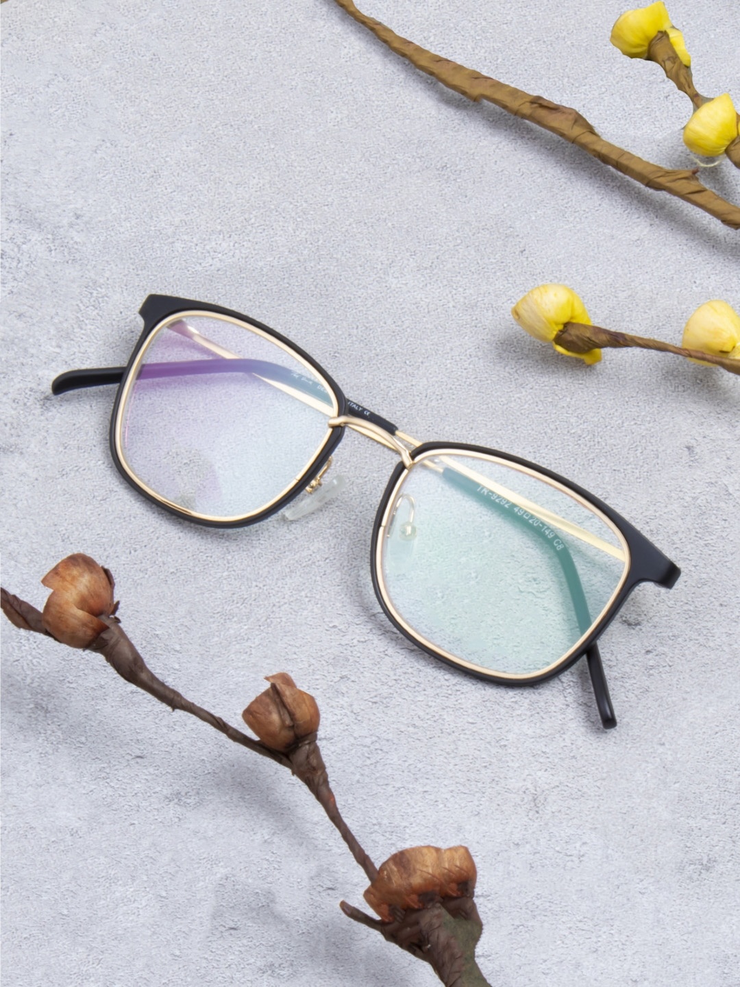 

Ted Smith Unisex Black & Gold-Toned Full Rim Rectangle Frames Eyeglasses