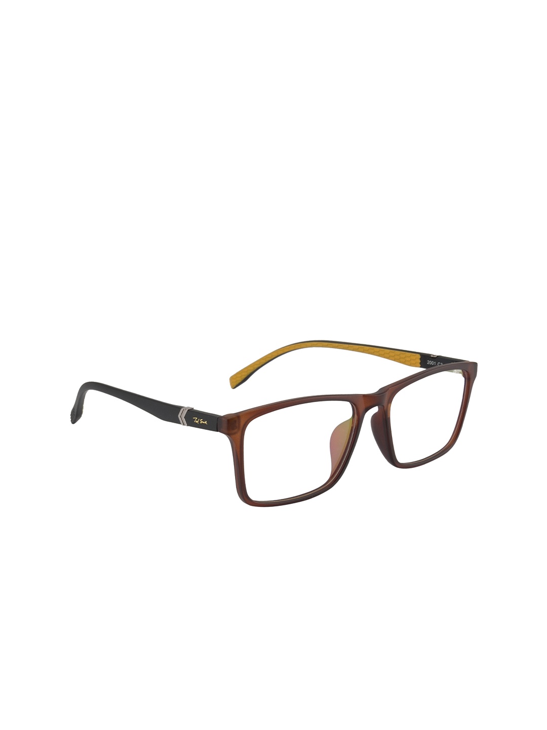 

Ted Smith Unisex Brown & Mustard Full Rim Wayfarer Frames TSF-2001_C3