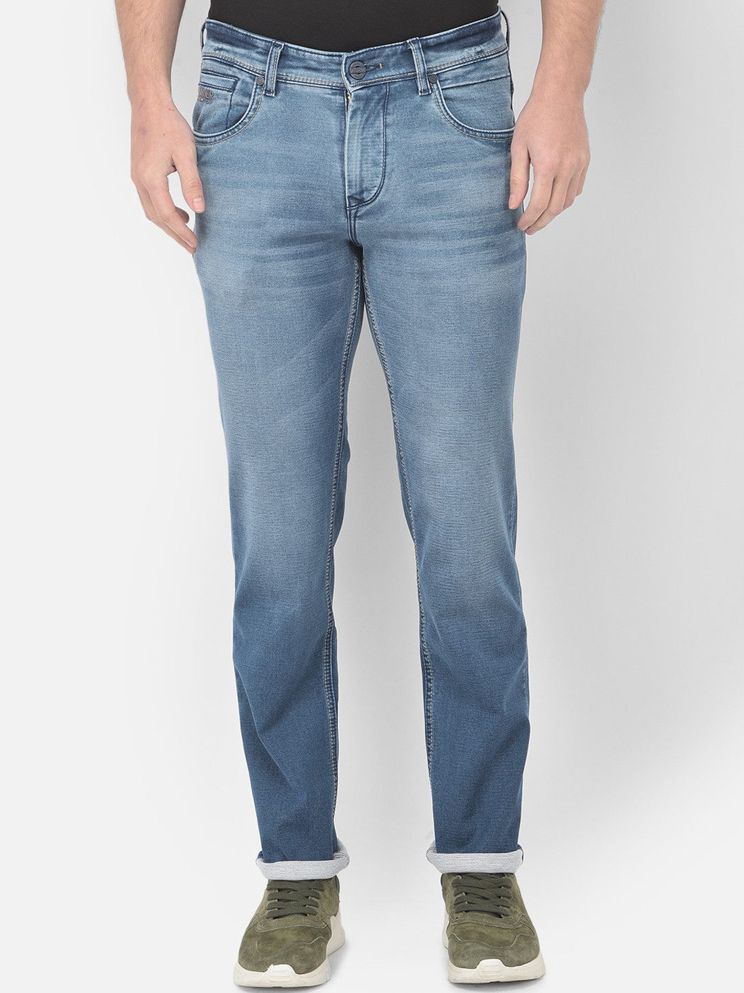 

American Archer Men Blue Smart Slim Fit Low-Rise Heavy Fade Stretchable Jeans