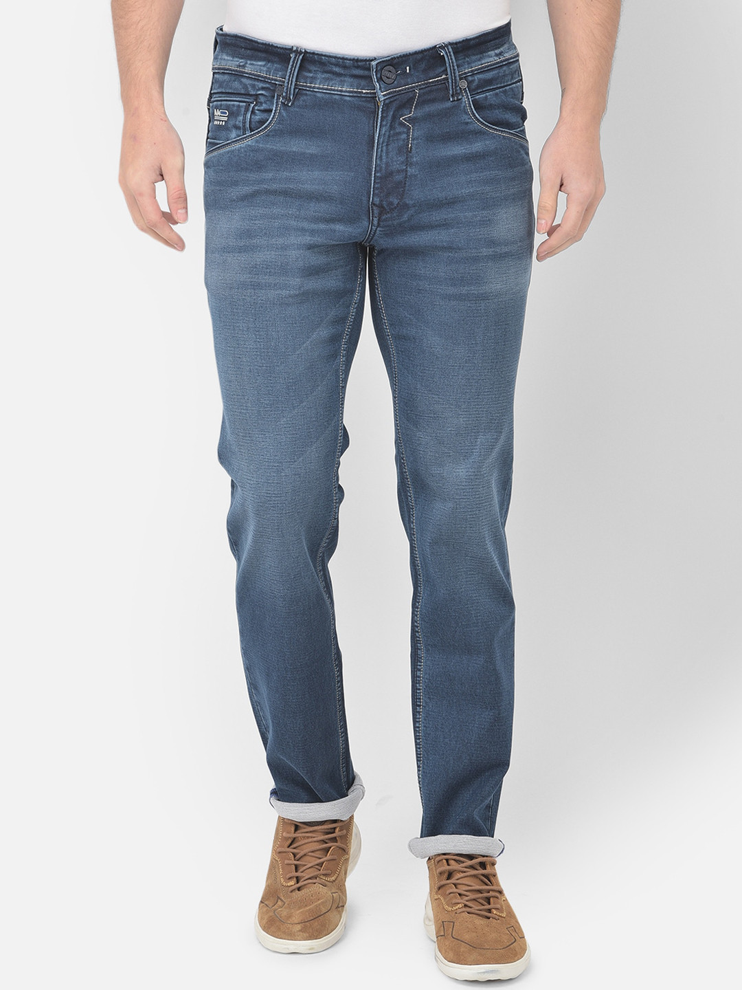 

American Archer Men Blue Smart Slim Fit Low-Rise Low Distress Light Fade Stretchable Jeans
