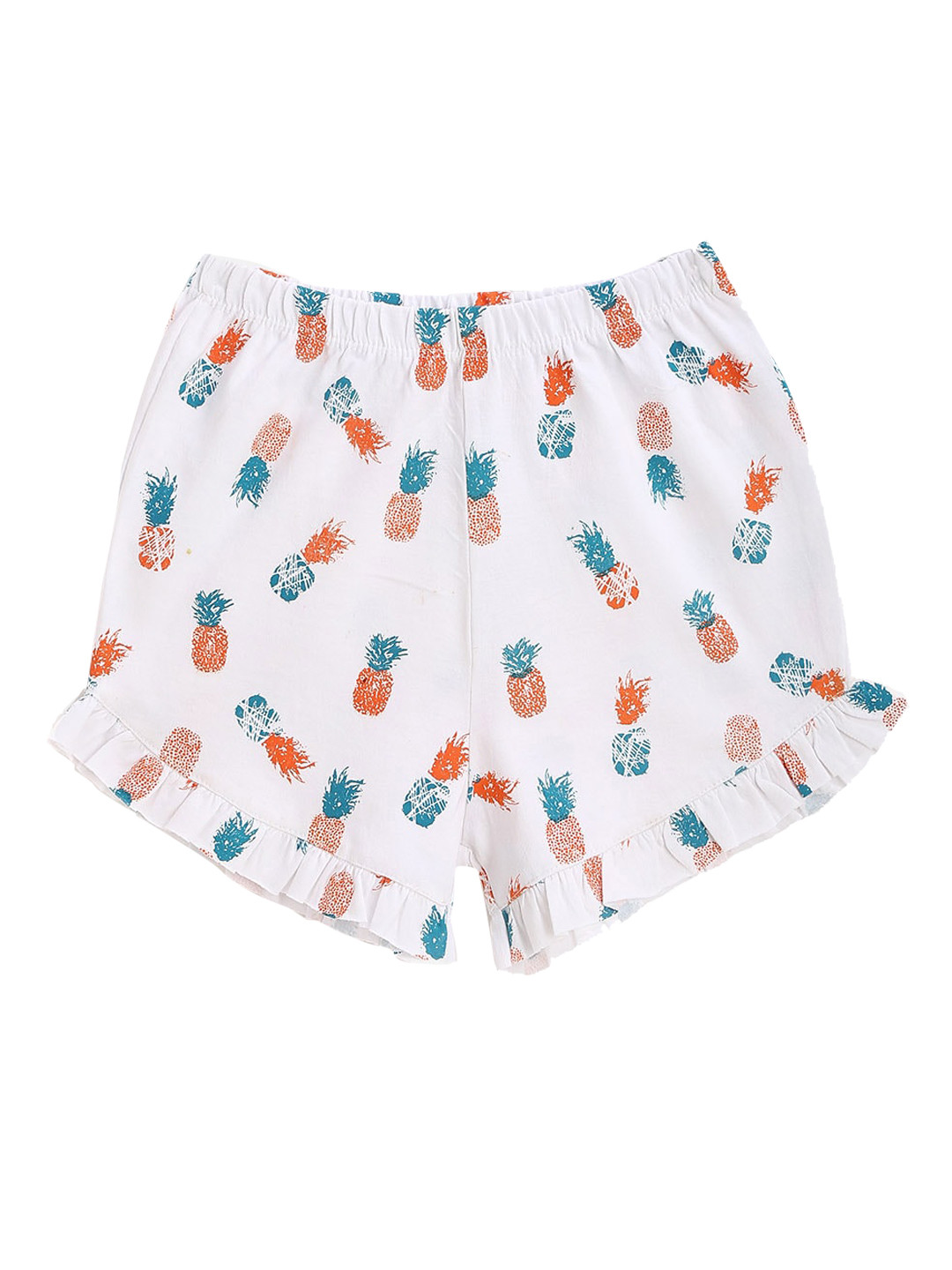 

KIDSCRAFT Girls White Conversational Printed Cotton Shorts