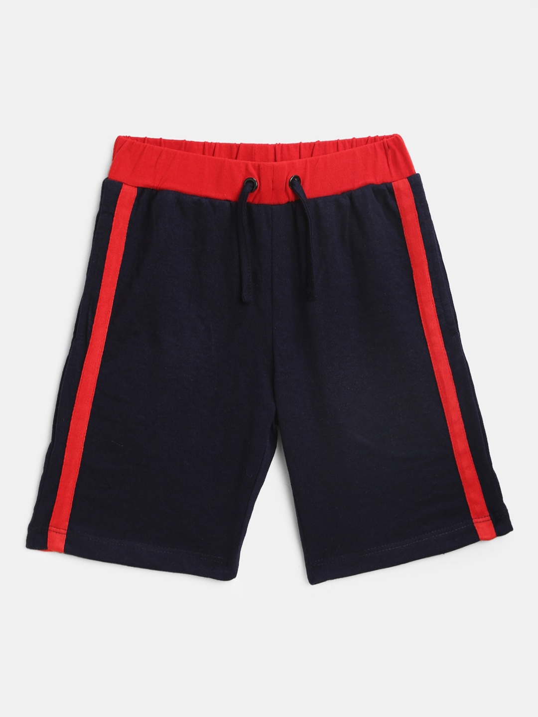 

KIDSCRAFT Boys Black & Red Striped Mid-Rise Regular Shorts