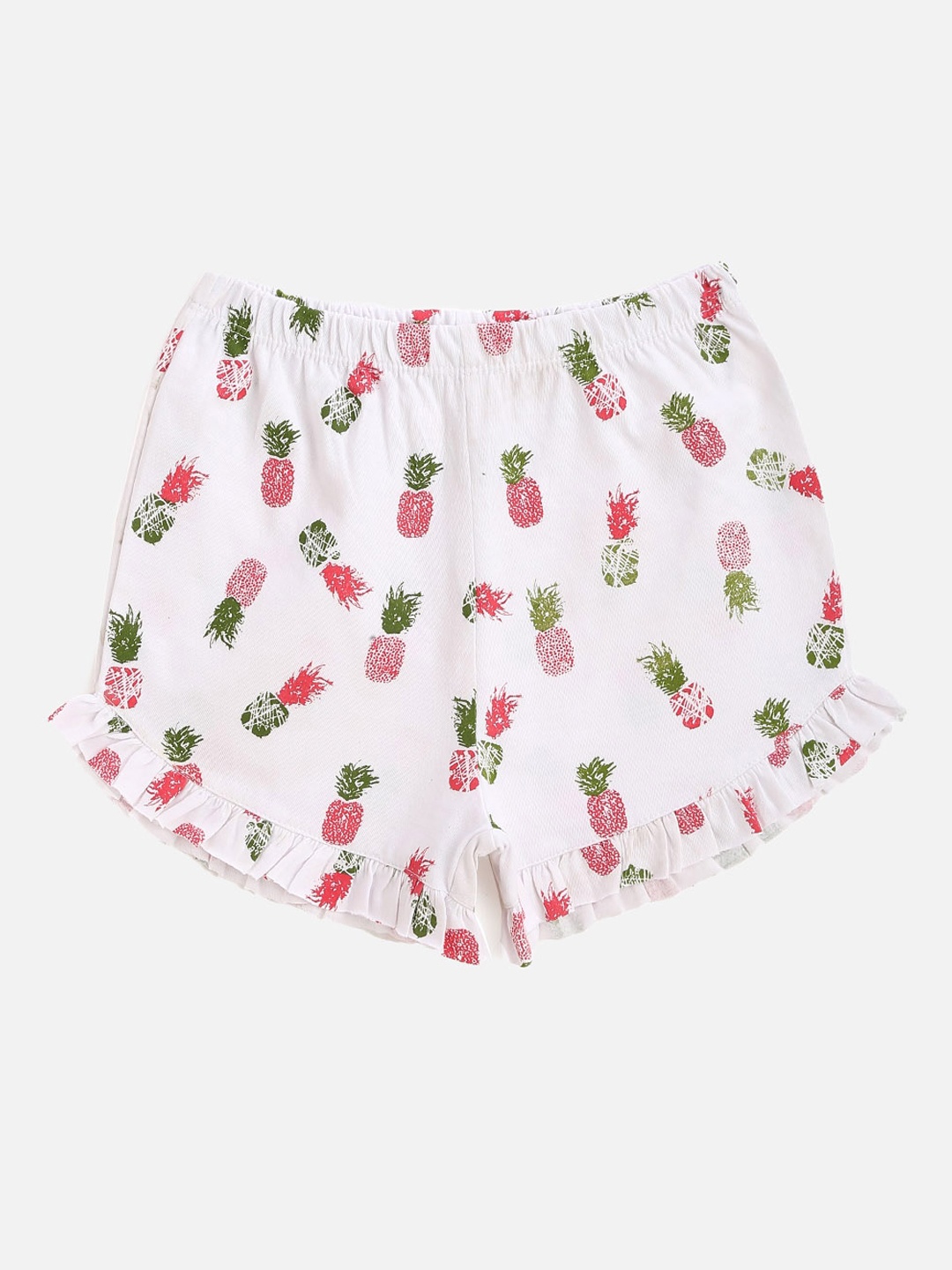 

KIDSCRAFT Girls White Graphic Printed Mid-Rise Regular-Fit Shorts
