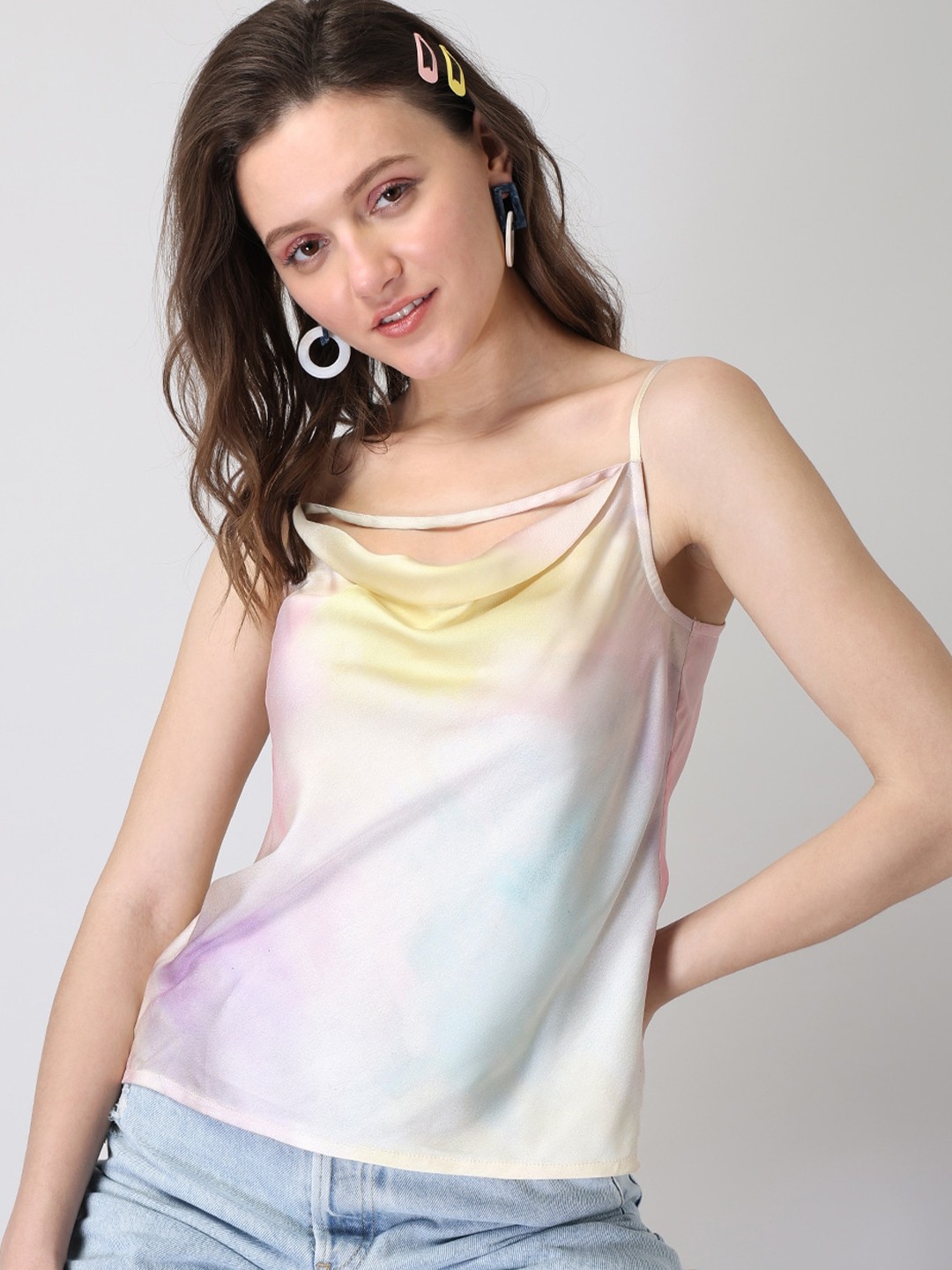 

FabAlley White Tie and Dye Top