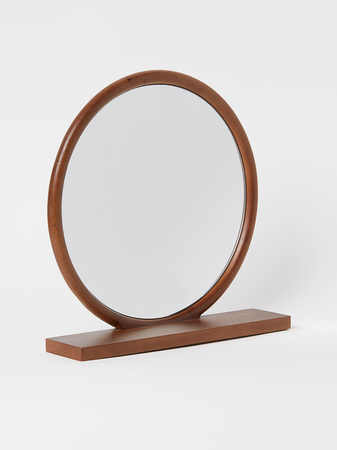 

H&M Brown Round Shelf-Detail Mirror
