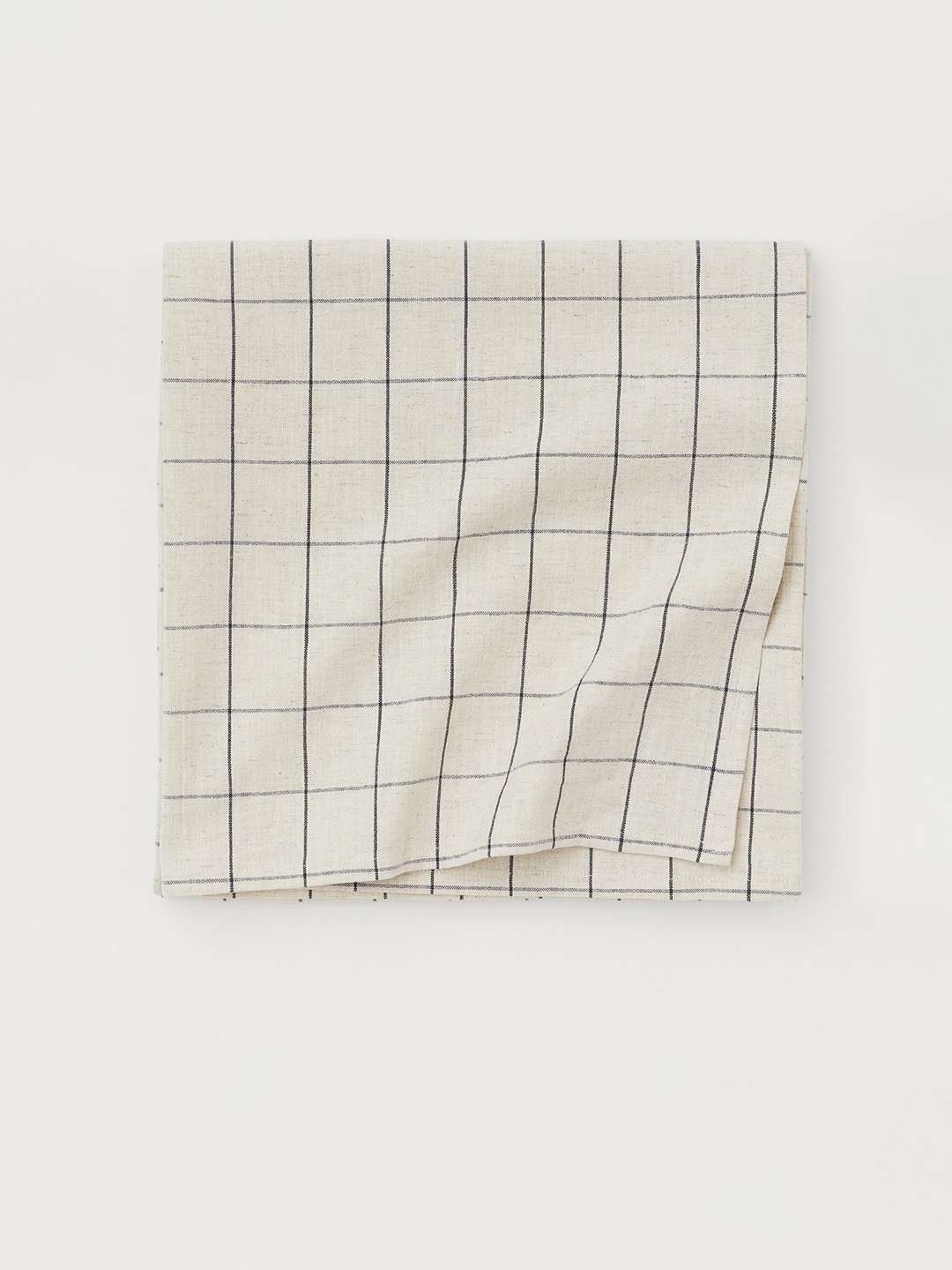 

H&M Beige Checked Linen-Blend Tablecloth