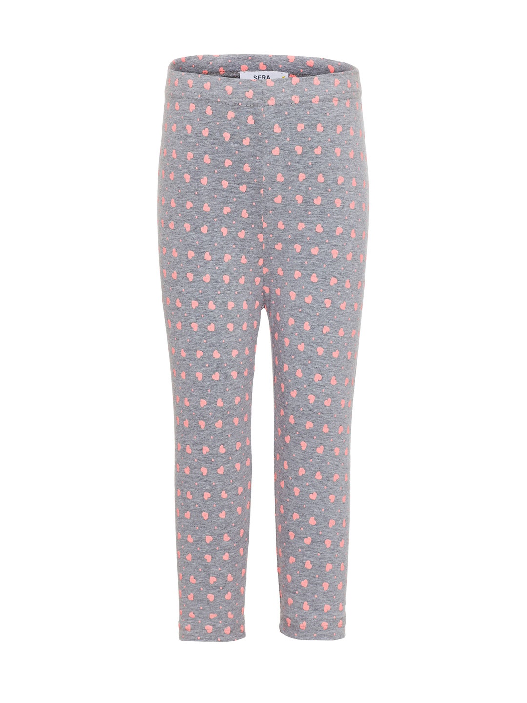 

Sera Girls Grey Melange & Pink Printed Leggings