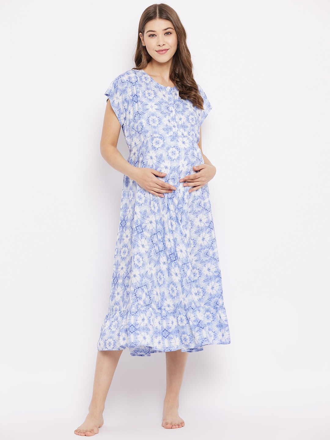 

Hypernation Blue Printed Nightdress