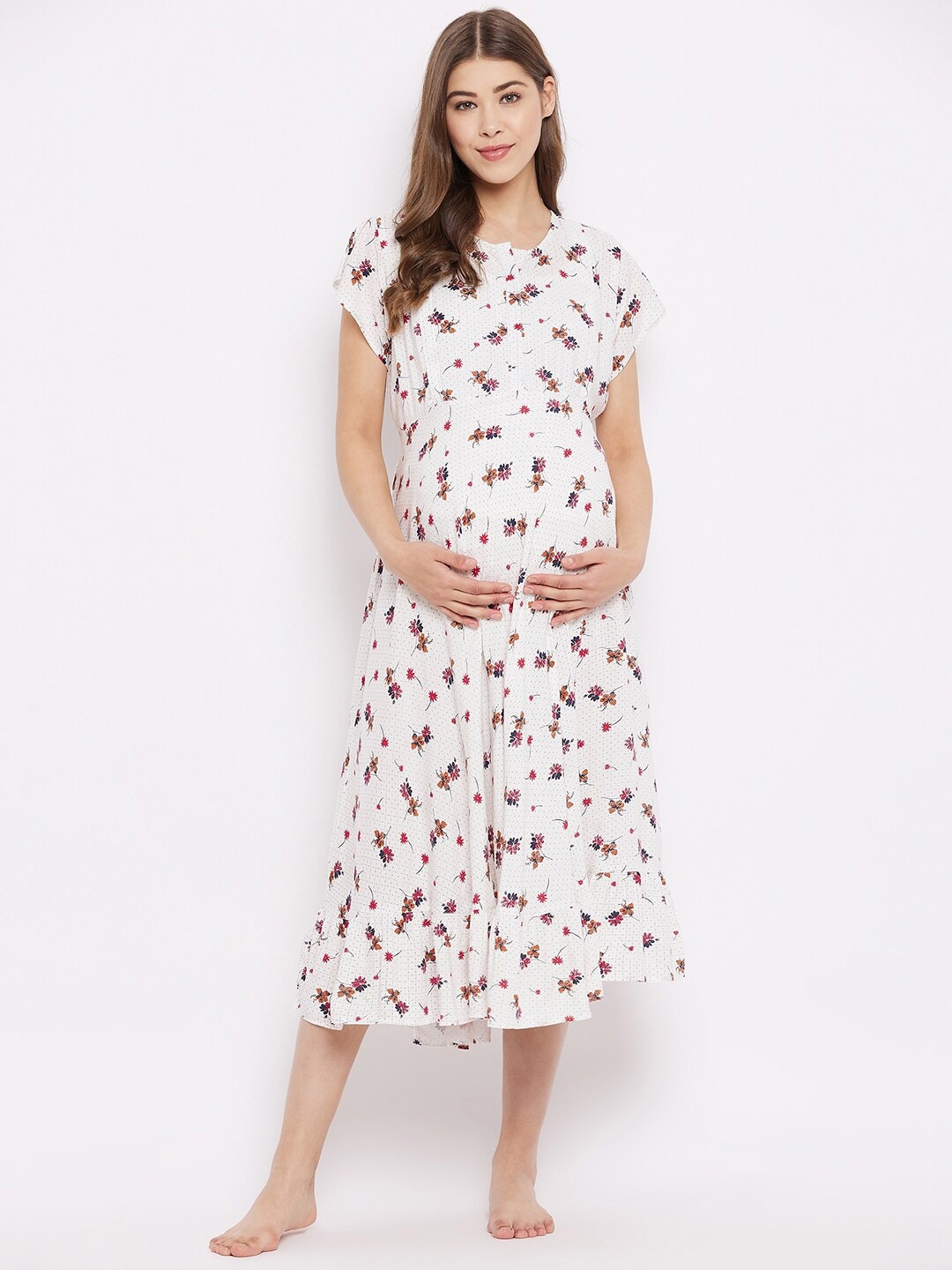 

Hypernation White Printed Nightdress
