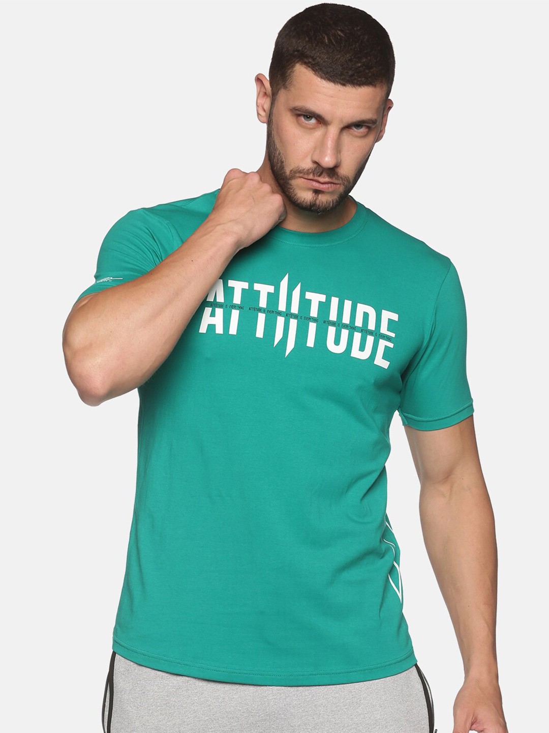 

ATTIITUDE Men Green Printed Slim Fit T-shirt