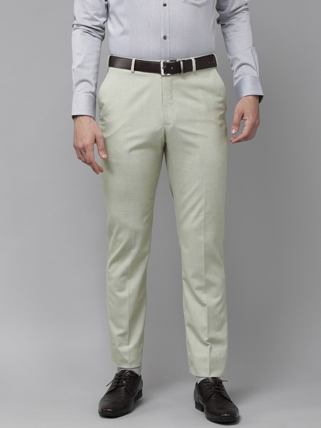 

Park Avenue Men Beige Solid Mid-Rise Formal Trousers
