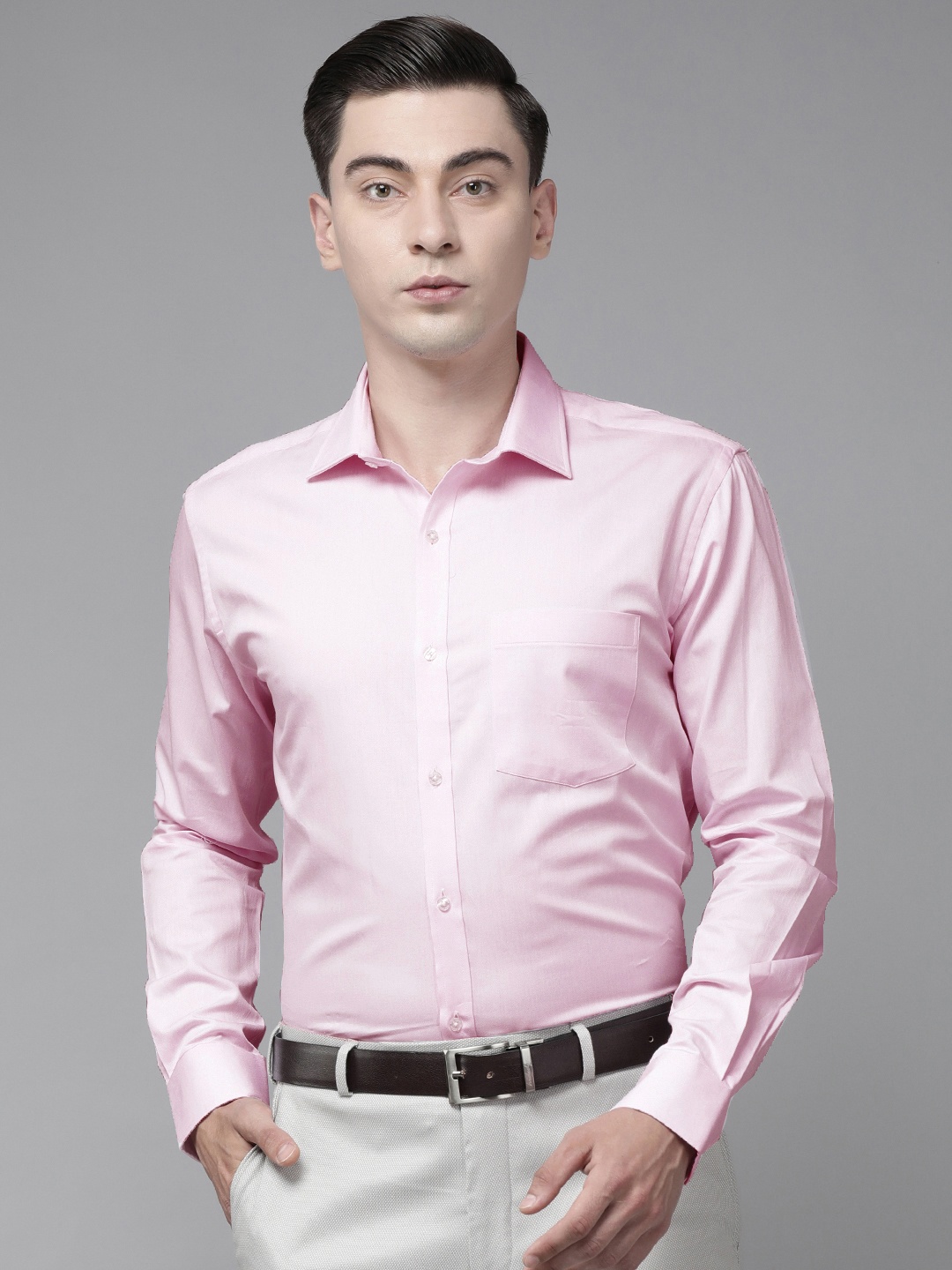 

Park Avenue Men Pink Solid Slim Fit Pure Cotton Formal Shirt