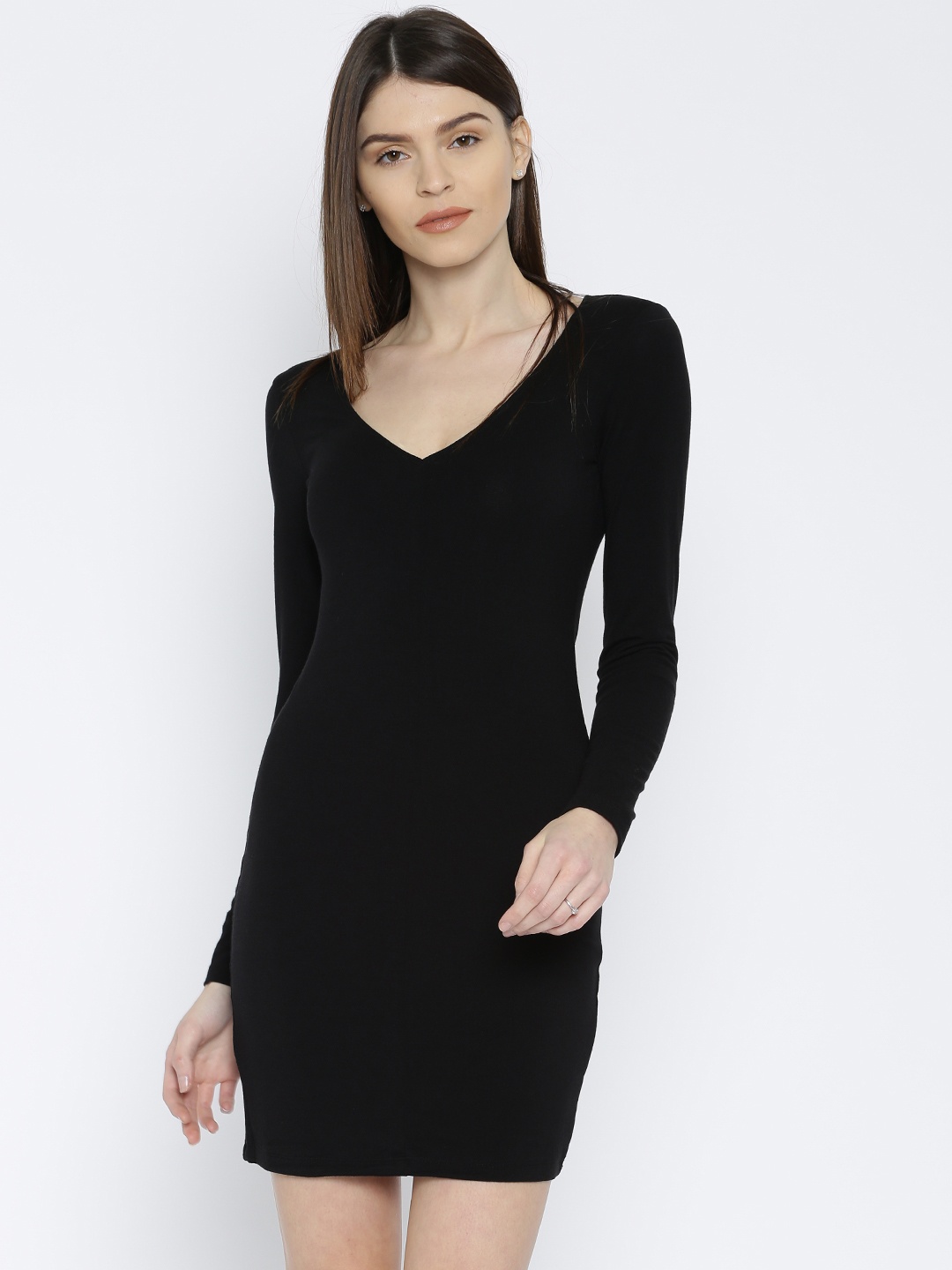 

FOREVER 21 Women Black Solid Bodycon Dress