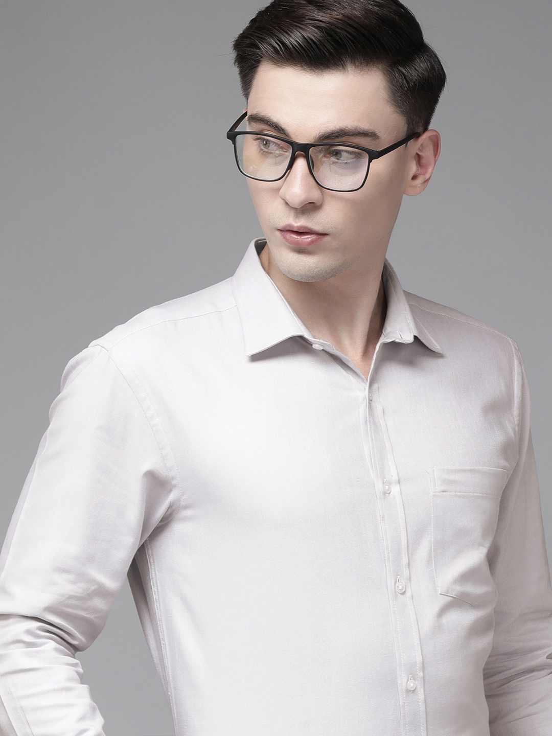 

Park Avenue Men Grey Textured Slim Fit Formal Shirt