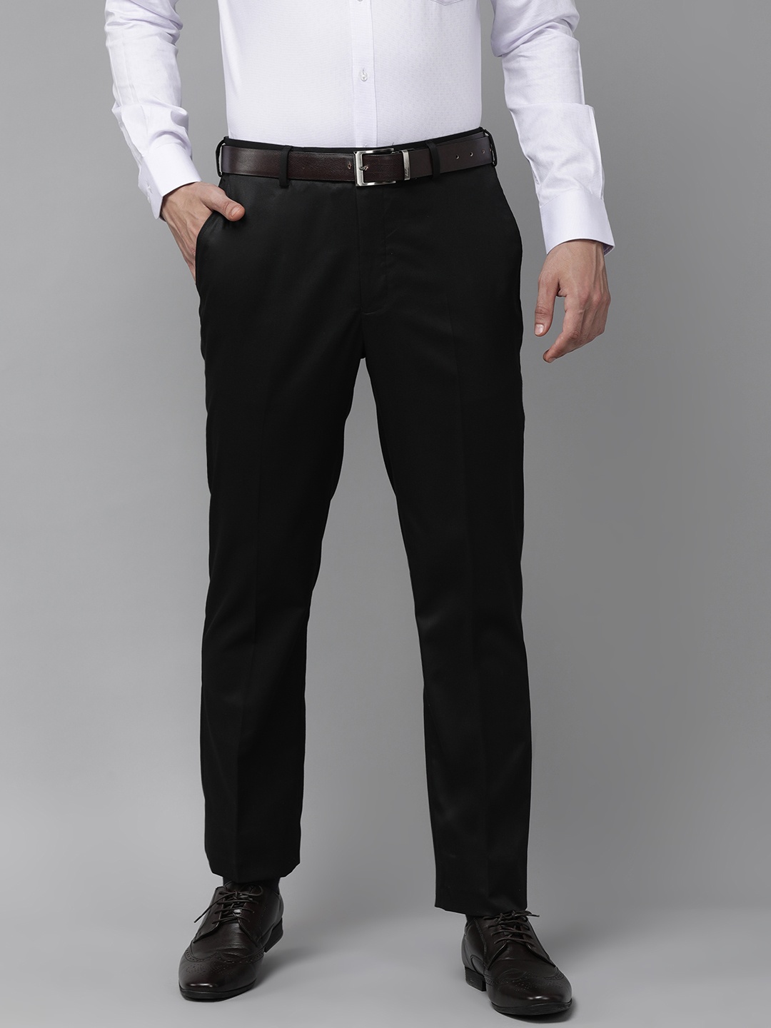 

Park Avenue Men Black Solid Smart Fit Formal Trousers