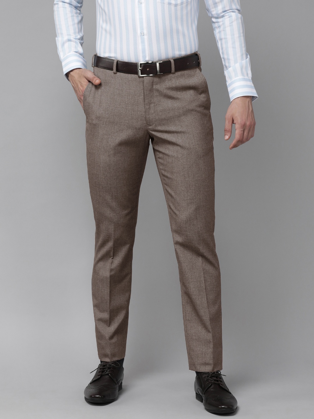 

Park Avenue Men Grey Solid Smart Fit Trousers