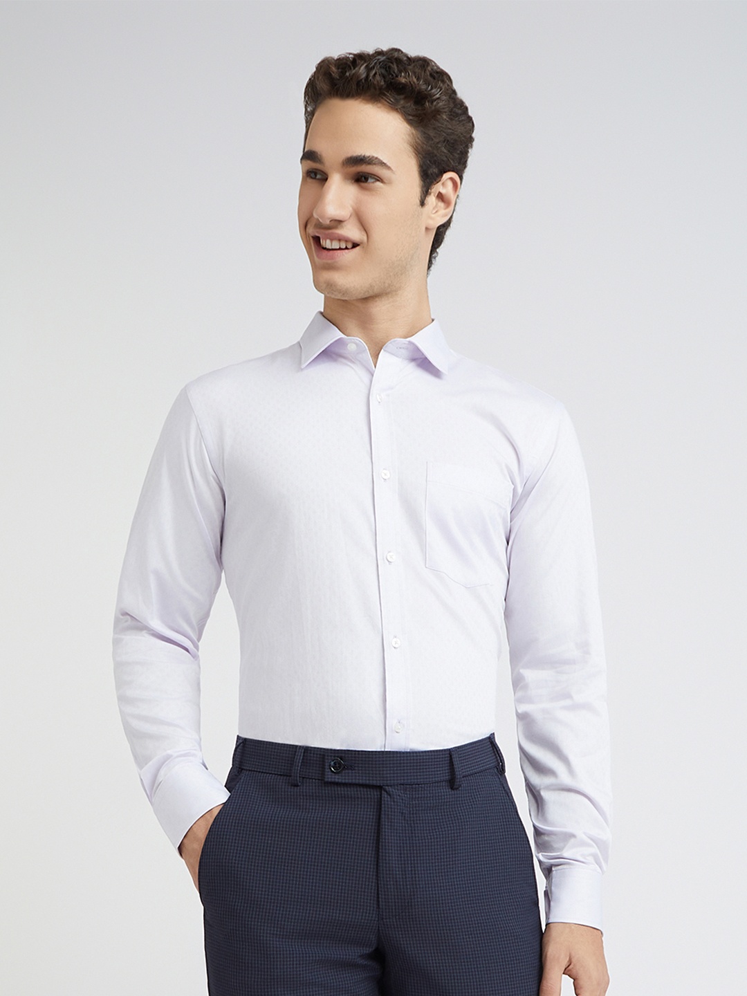 

Park Avenue Men Lavender Slim Fit Printed Pure Cotton Formal Shirt