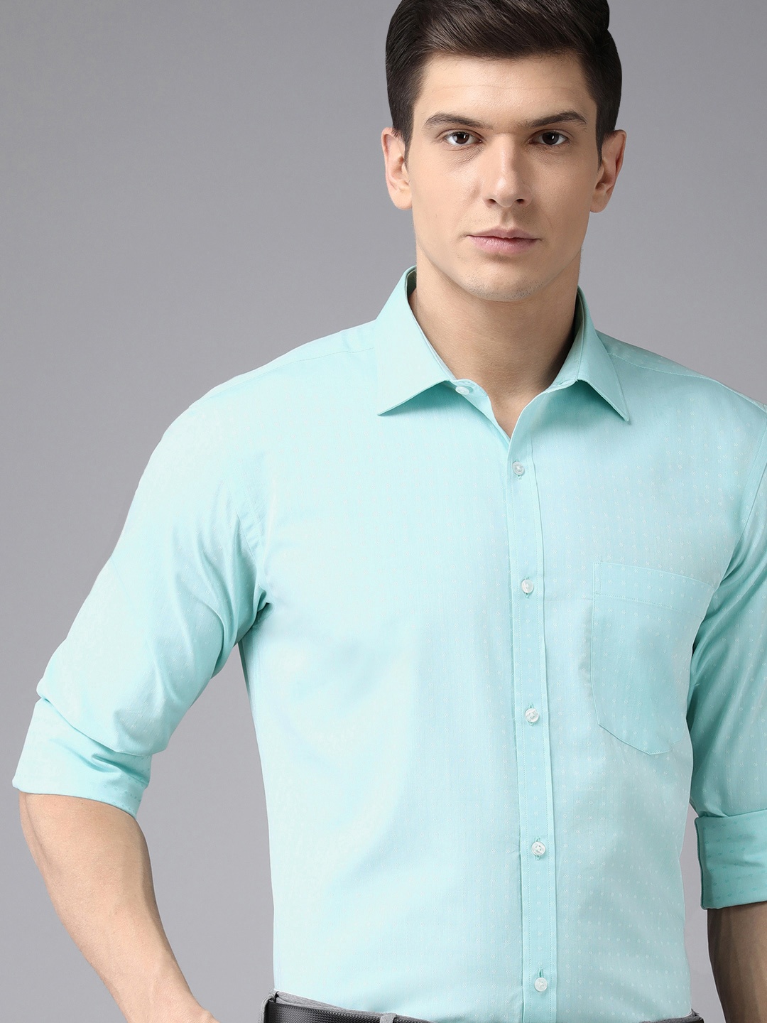 

Park Avenue Men Blue & White Slim Fit Printed Formal Shirt