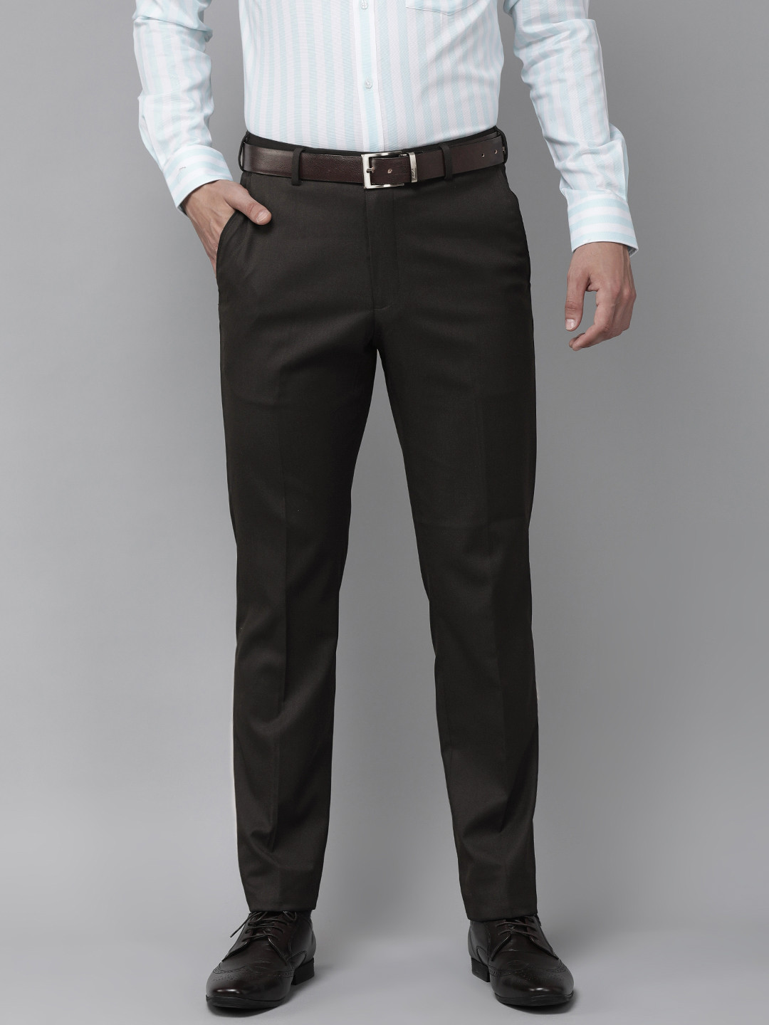 

Park Avenue Men Brown Solid Smart Fit Trousers