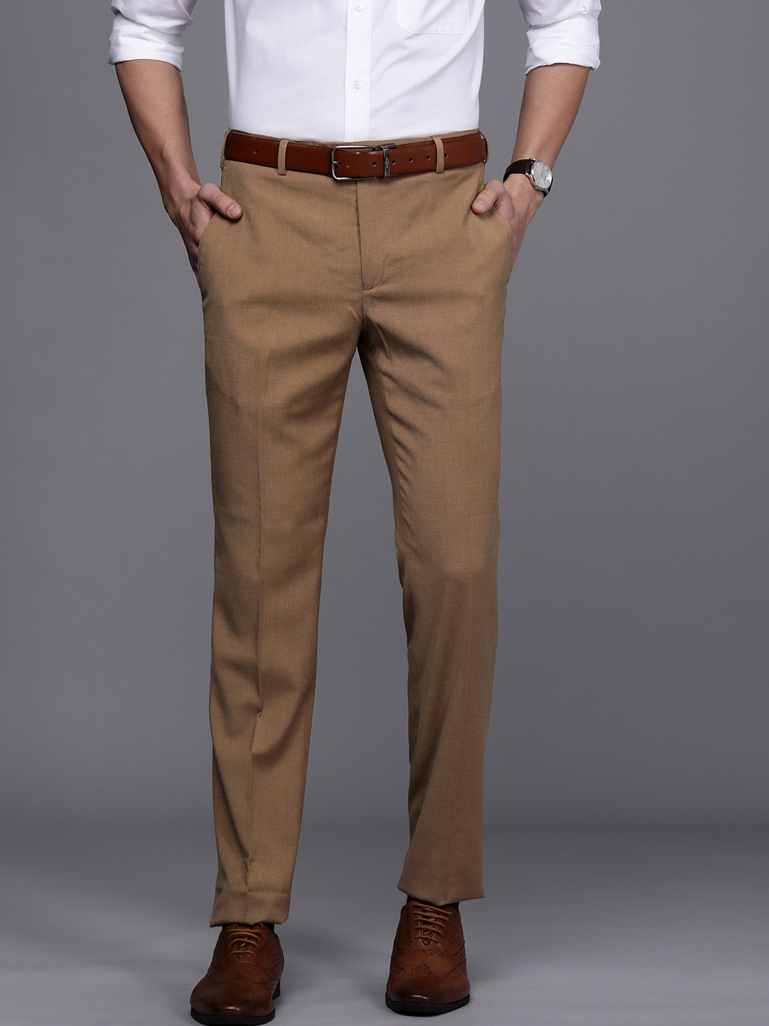 

Raymond Men Camel Brown Slim Fit Trousers