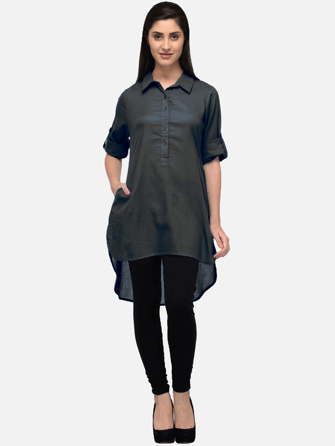 

KALINI Women Black Asymmetric Pathani Kurta