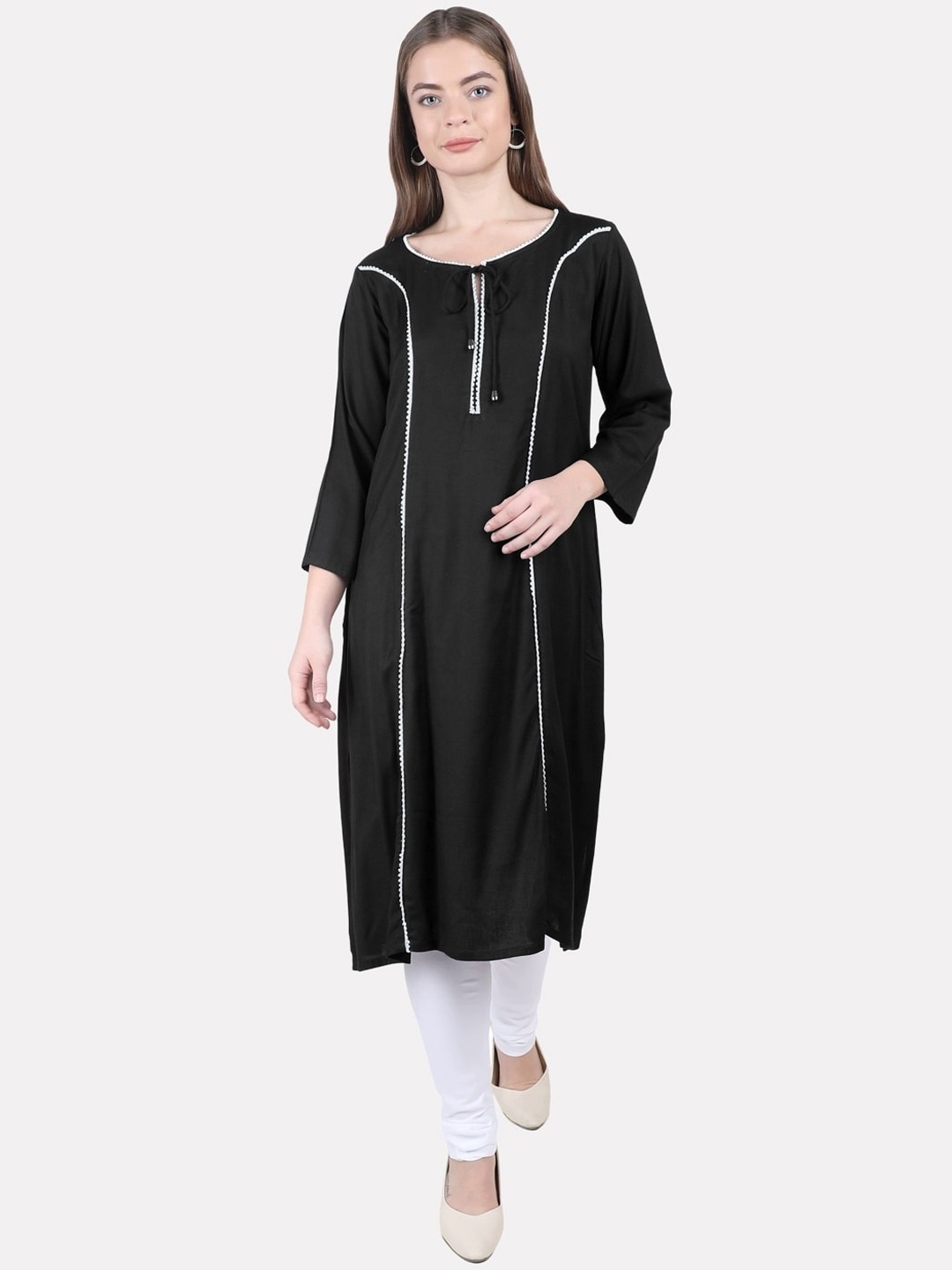 

KALINI Women Black Gotta Patti Striped Kurta