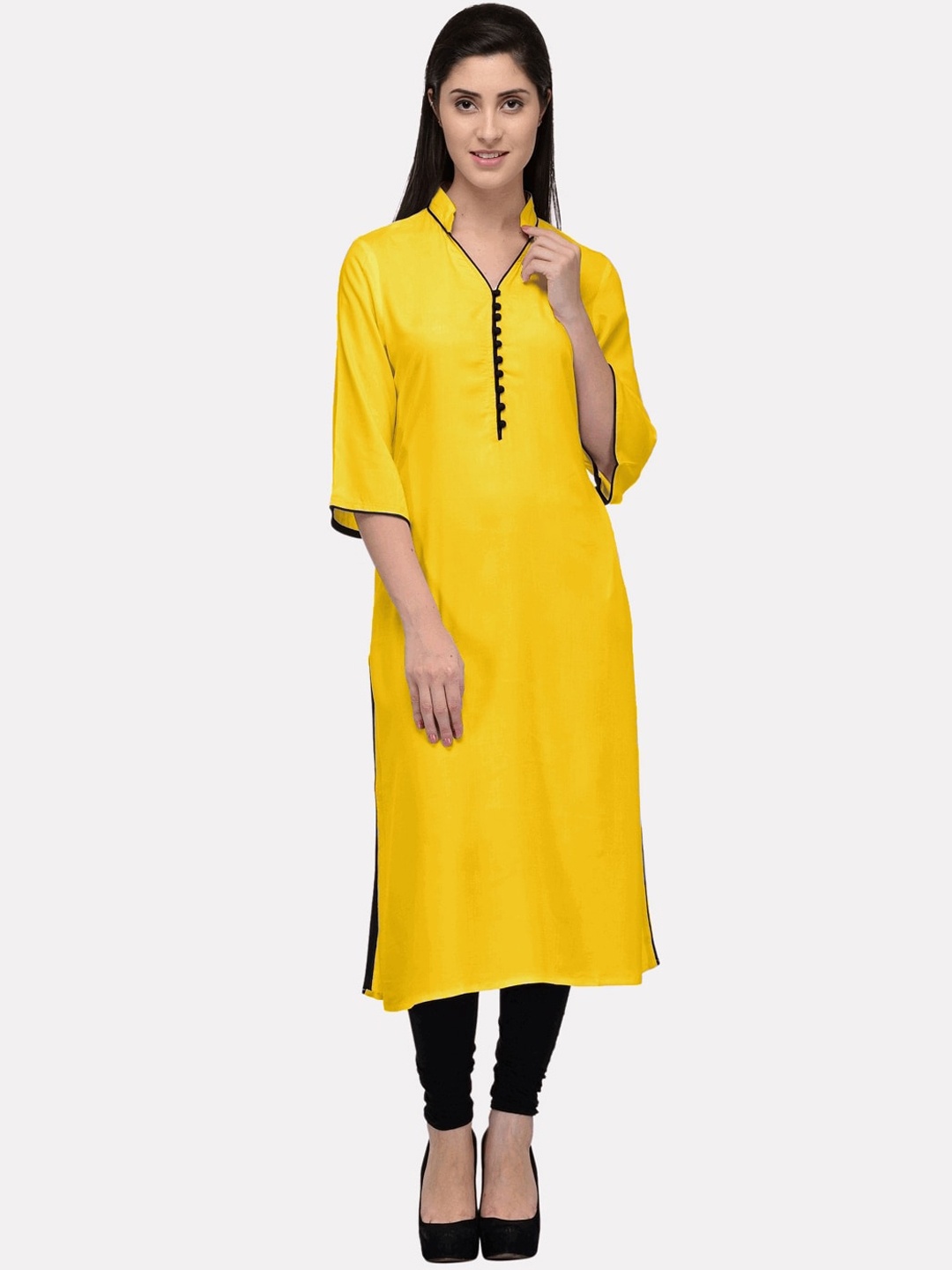 

KALINI Women Yellow Cotton Kurta