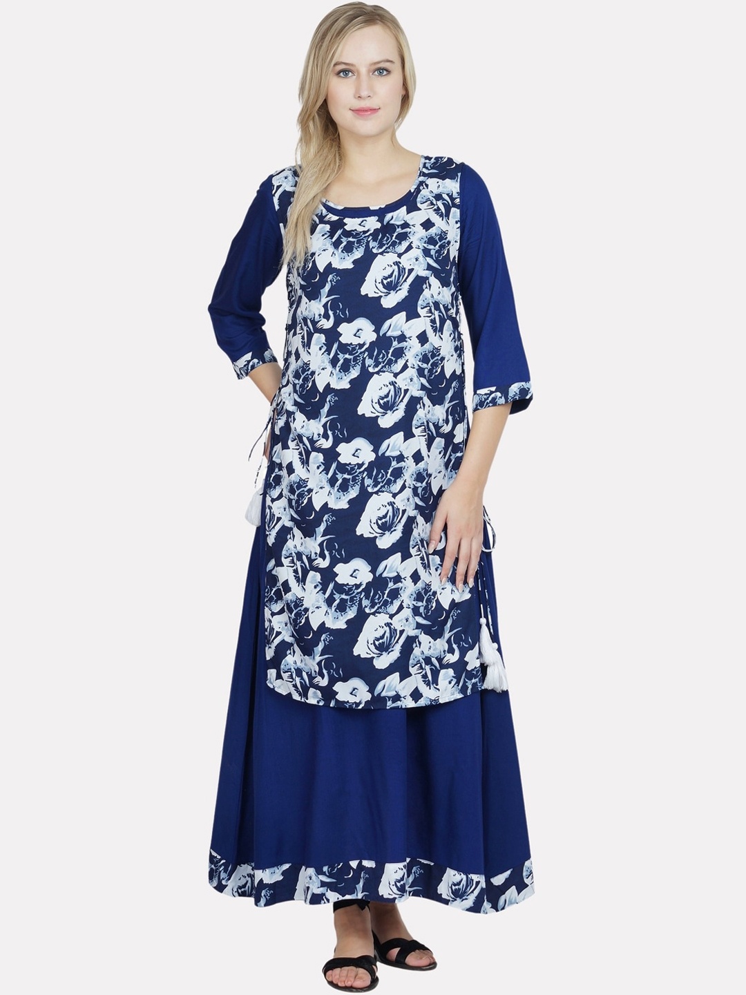 

KALINI Women Blue Ethnic Motifs Printed Cotton Kurta