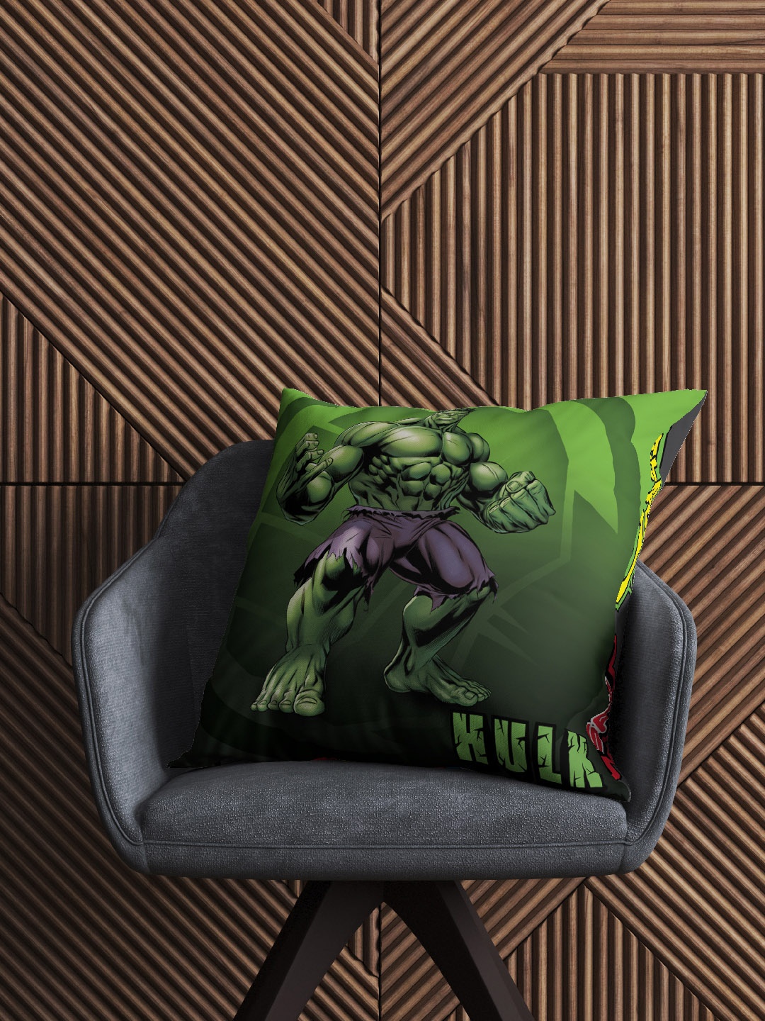 

Marvel Kids Green Printed Filled Square Cushion With Cover