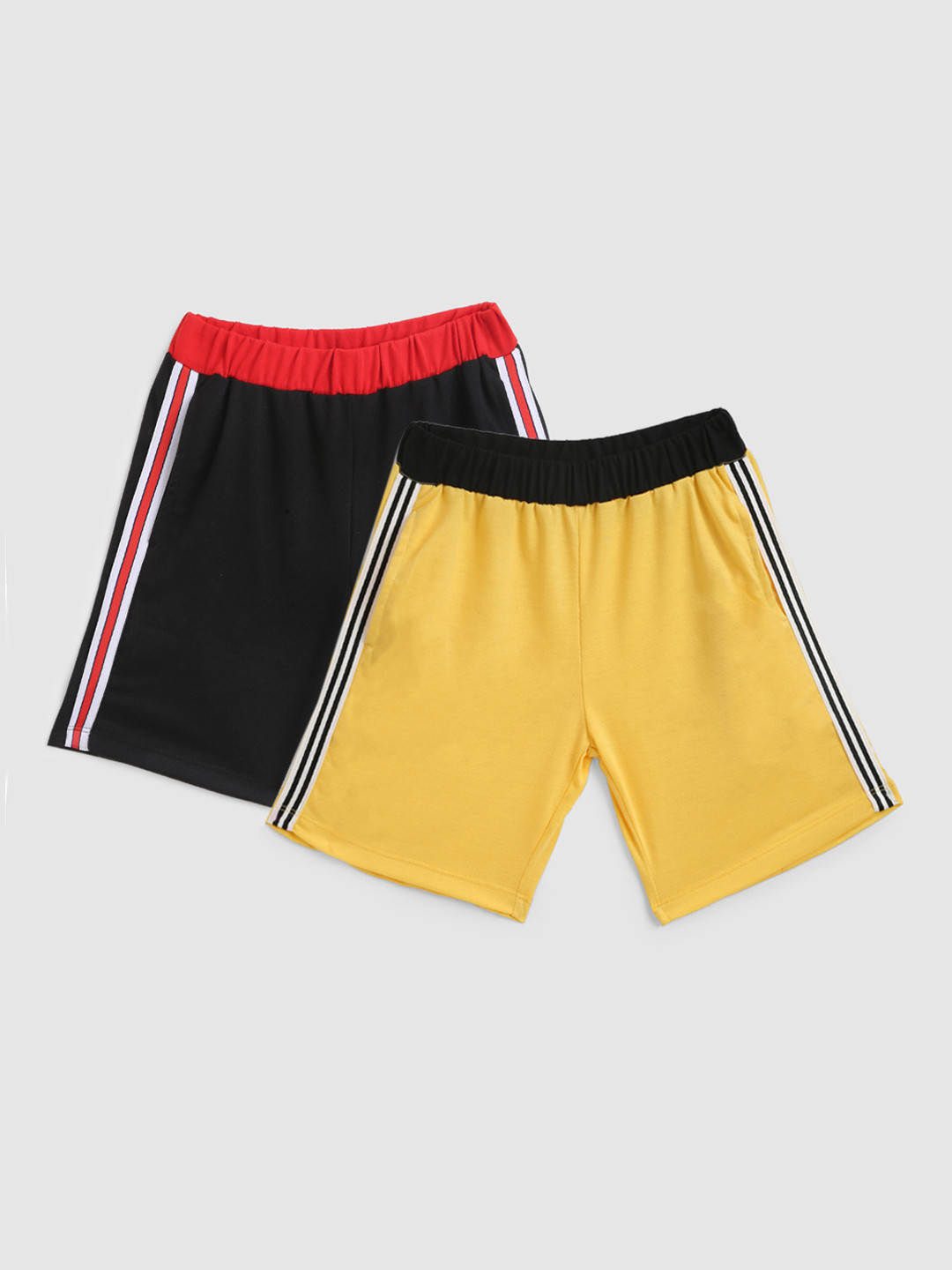 

YK Boys Pack of 2 Solid Cotton Shorts, Yellow