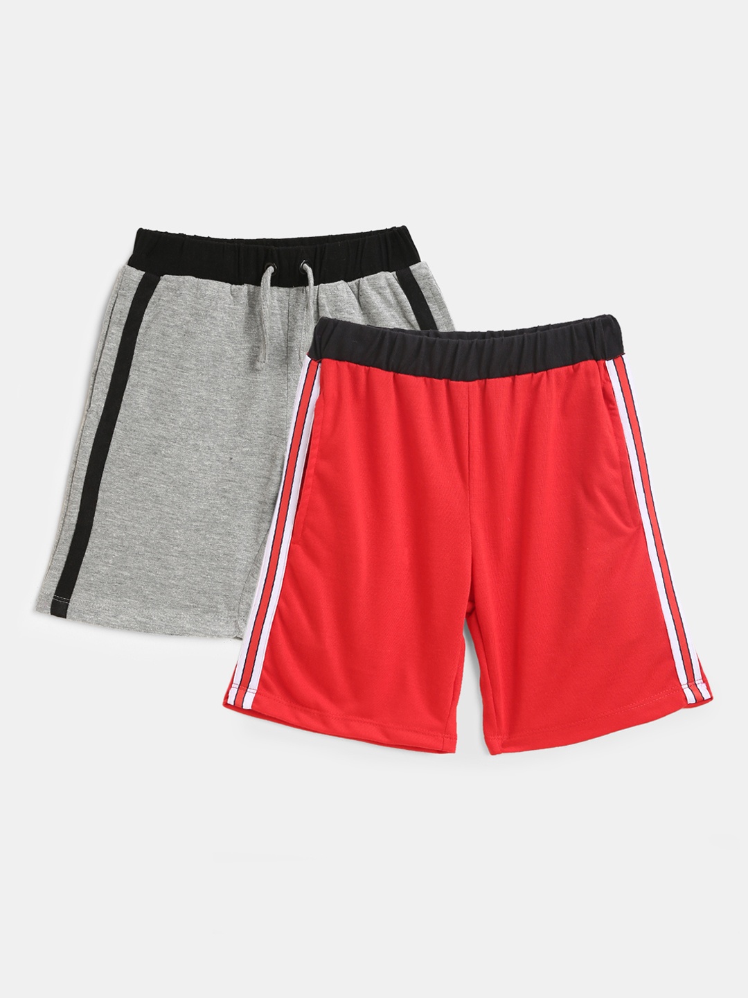 

YK Boys Pack of 2 Solid Cotton Shorts, Grey