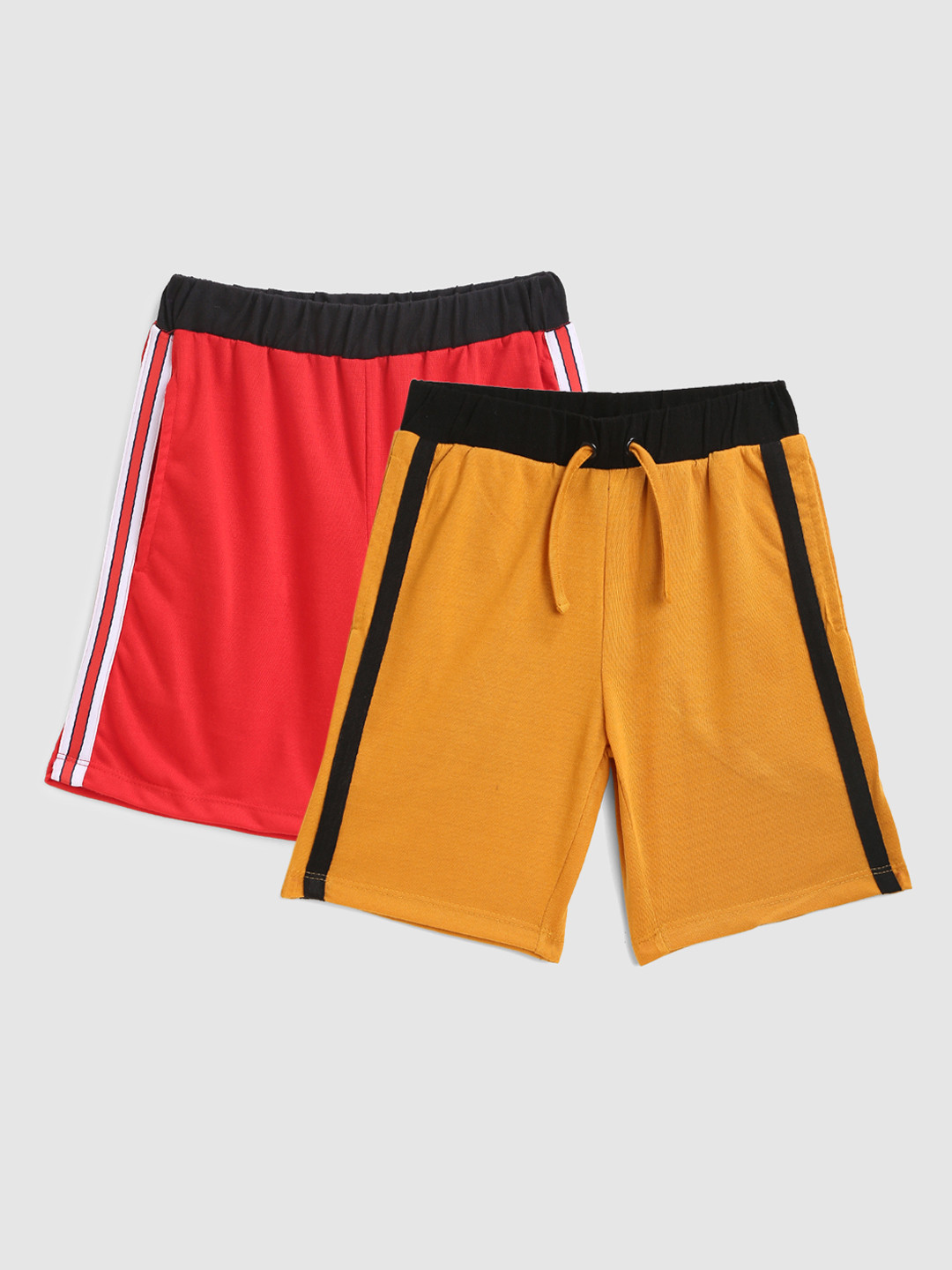 

YK Boys Pack of 2 Solid Cotton Shorts, Red