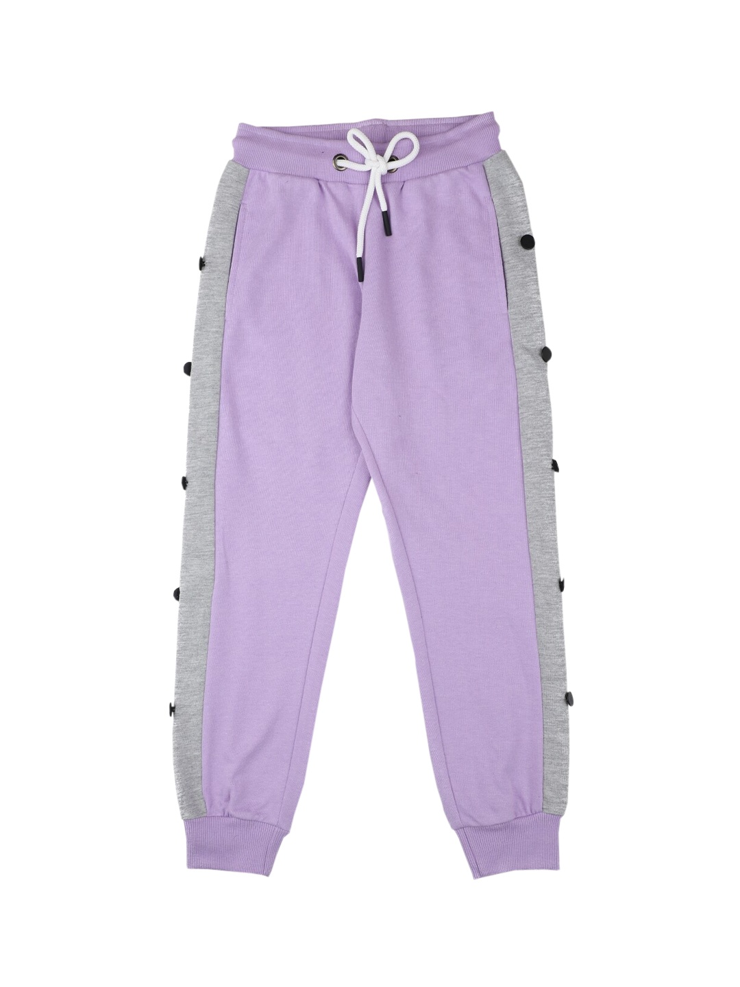 

Stupid Cupid Girls Lavender & Grey Solid Joggers