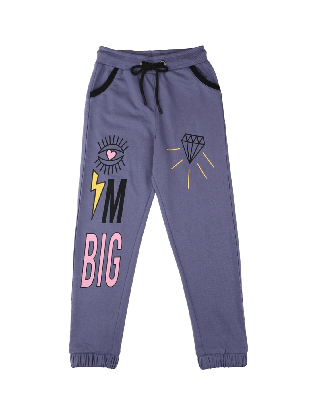 

Stupid Cupid Girls Purple Graphic Printed Joggers