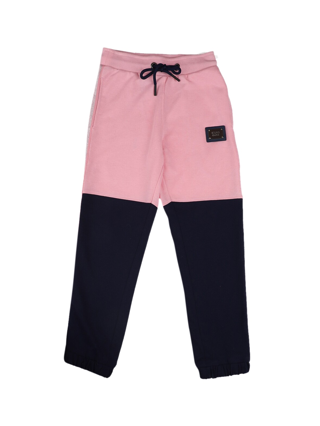 

Stupid Cupid Girls Pink & Black Colorblocked Track Pants