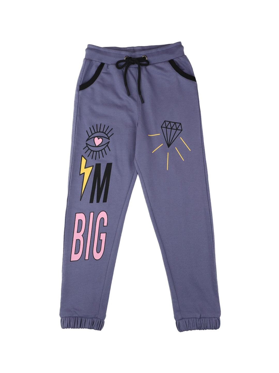 

Stupid Cupid Girls Purple Graphic Printed Joggers