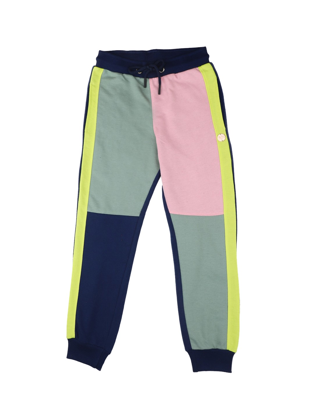 

Stupid Cupid Girls Navy Blue & Pink Colorblocked Joggers