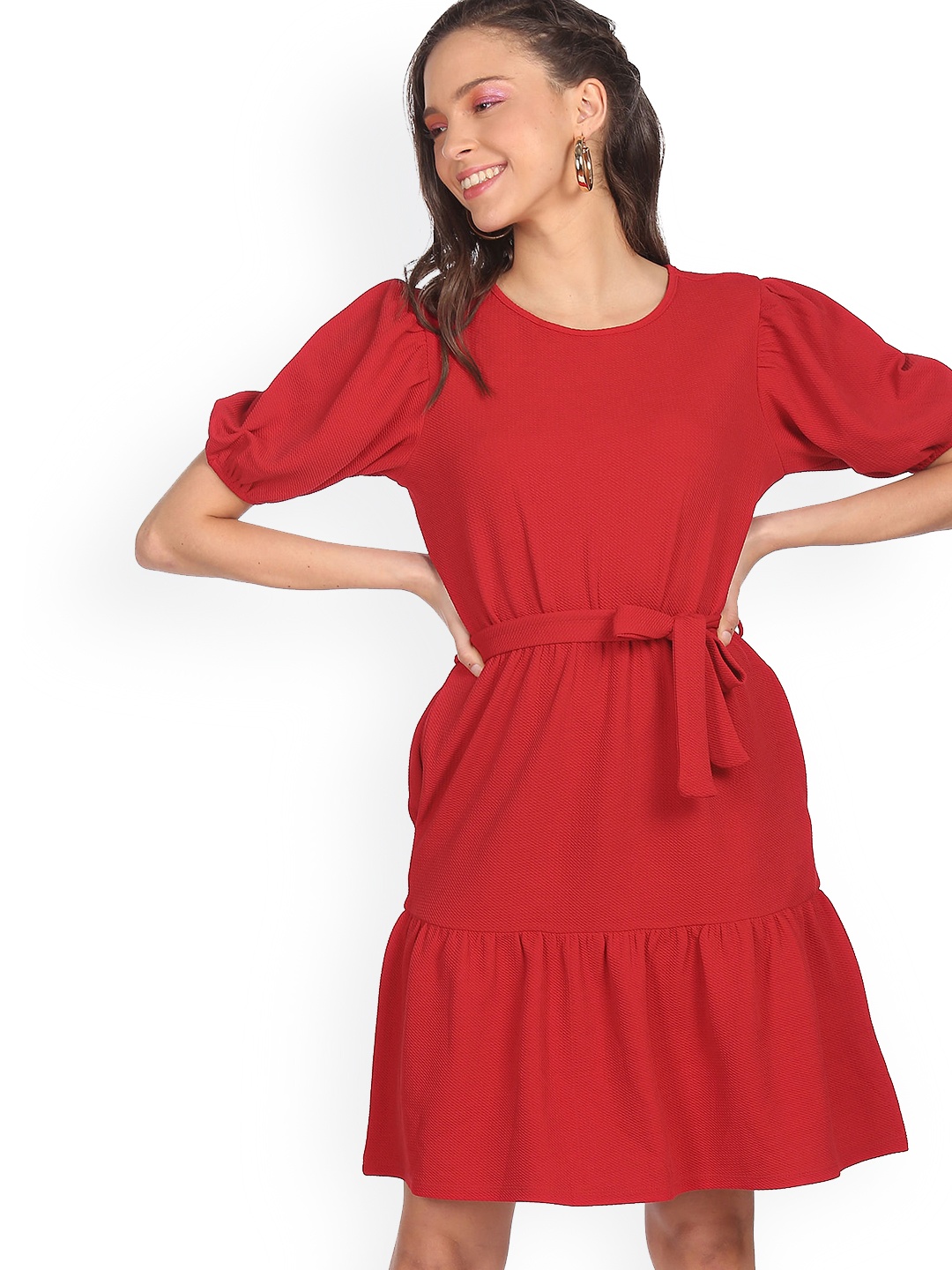 

Sugr Red Drop-Waist Dress