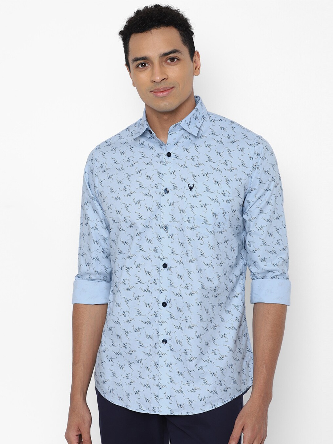 

Allen Solly Men Blue Slim Fit Printed Casual Cotton Shirt